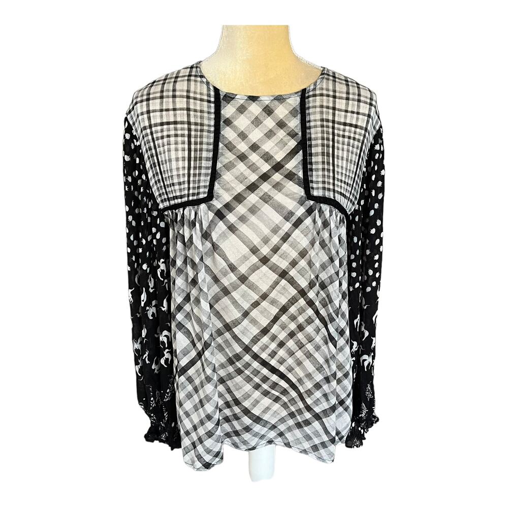 Bl-nk London Anthropologie Miranda Peasant Blouse Black White Medium (READ)